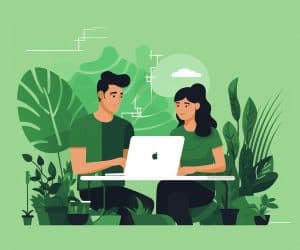 Marketing duo illustration, green background